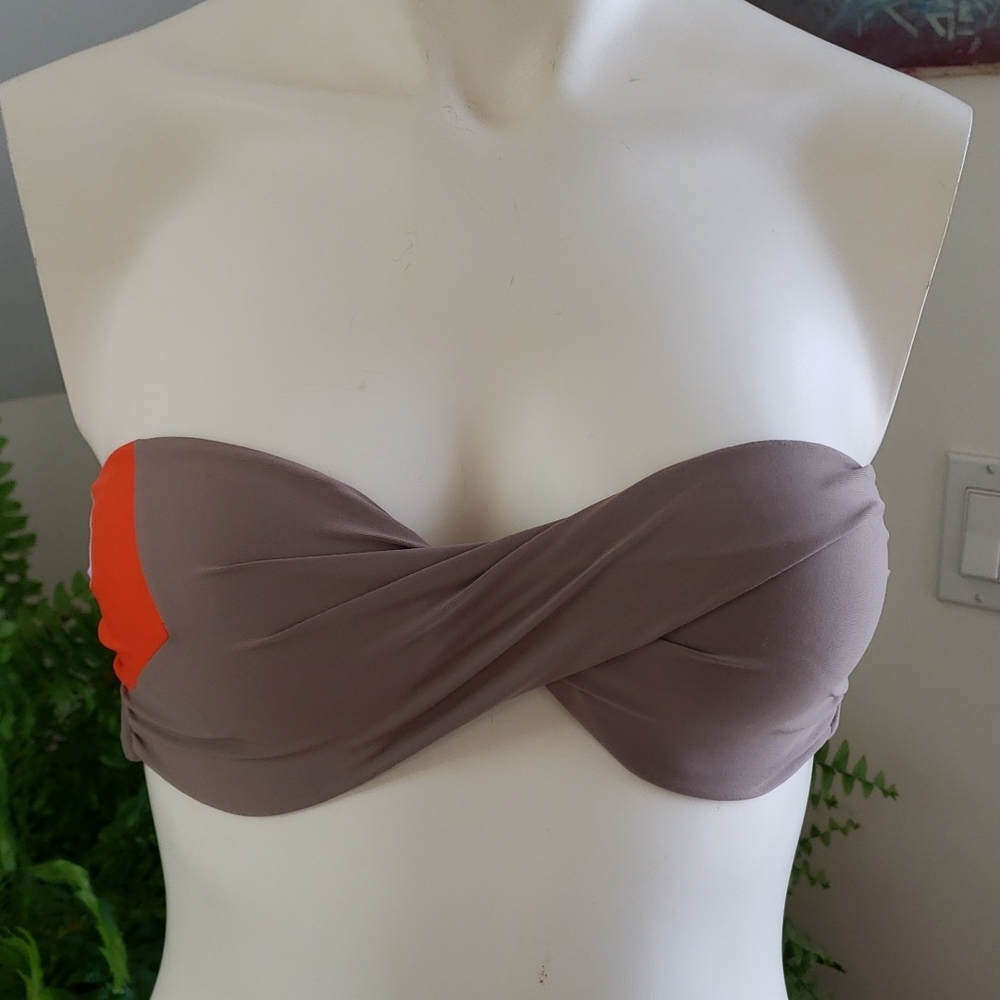 L*Space Color Blocked Neo Bandeau Bikini Top Taupe - Picture 3 of 10